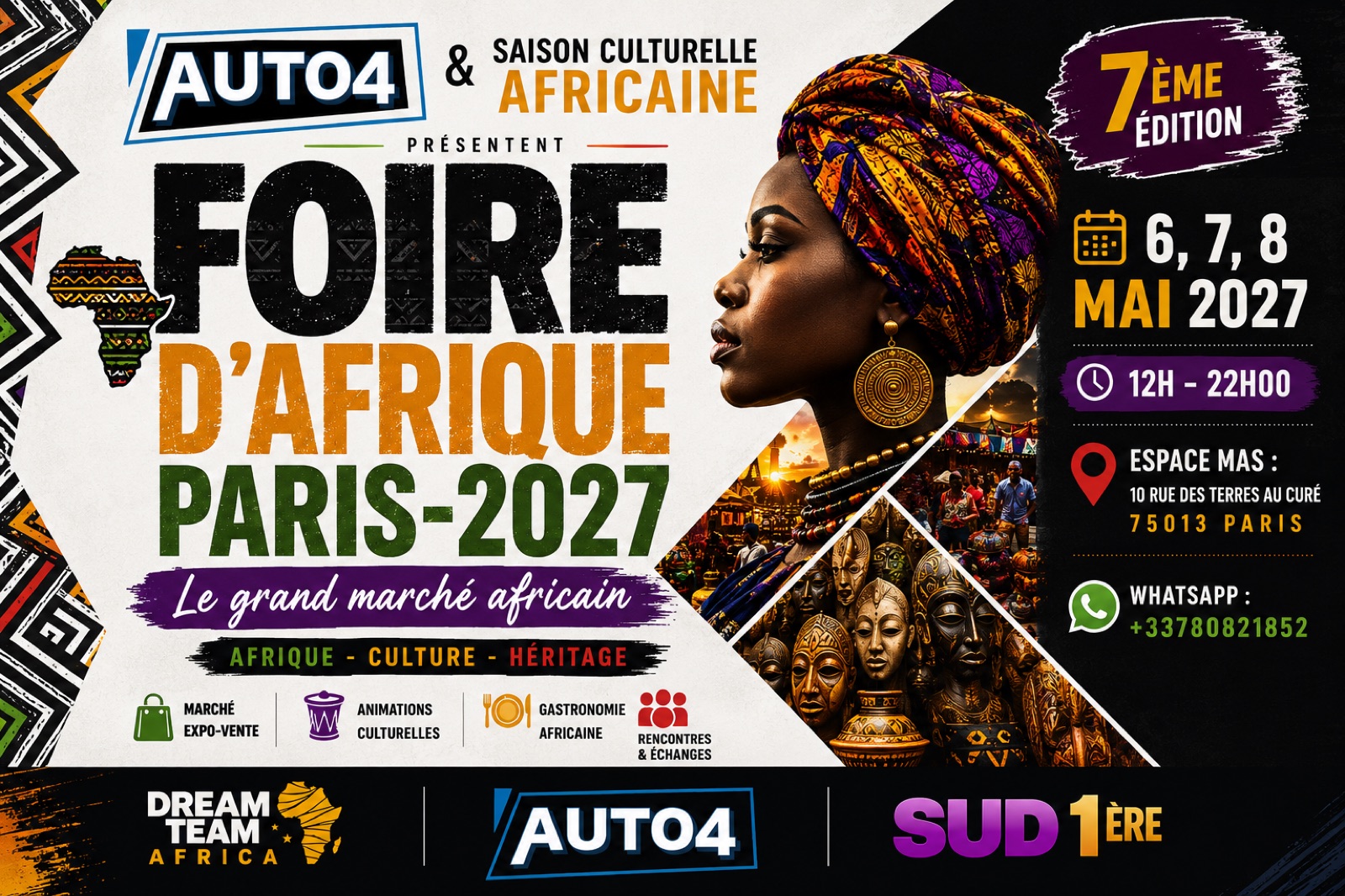 Affiche de la Foire d'Afrique Paris 2027, le Grand Marché Africain